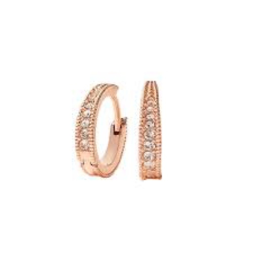 Origami Owl Reversible Rose Gold Petite Pave Huggie  Crystal Hoop Earrings